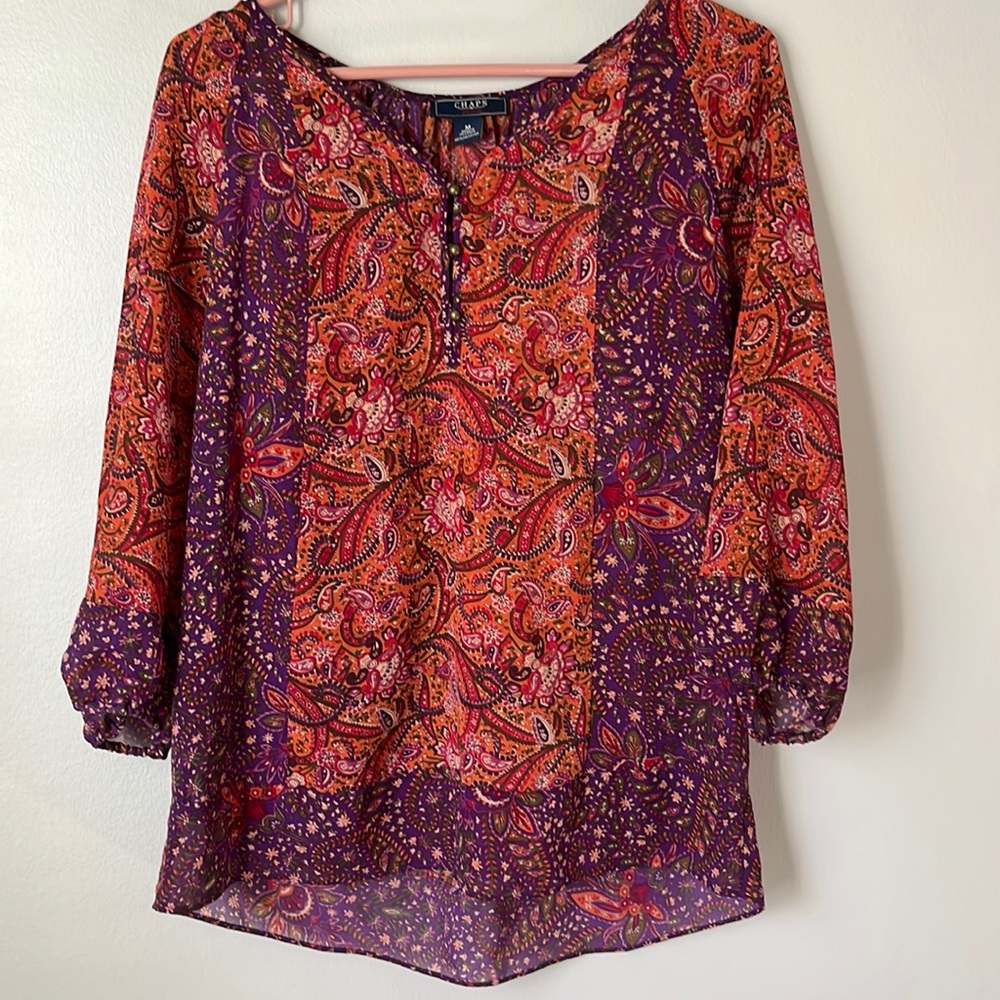 Chaps medium blouse with paisley design